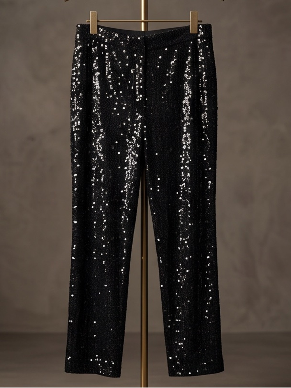 Cable & Gsuge - Black Sequin Stretch Pants - Women's Evening Trousers Party Fab
